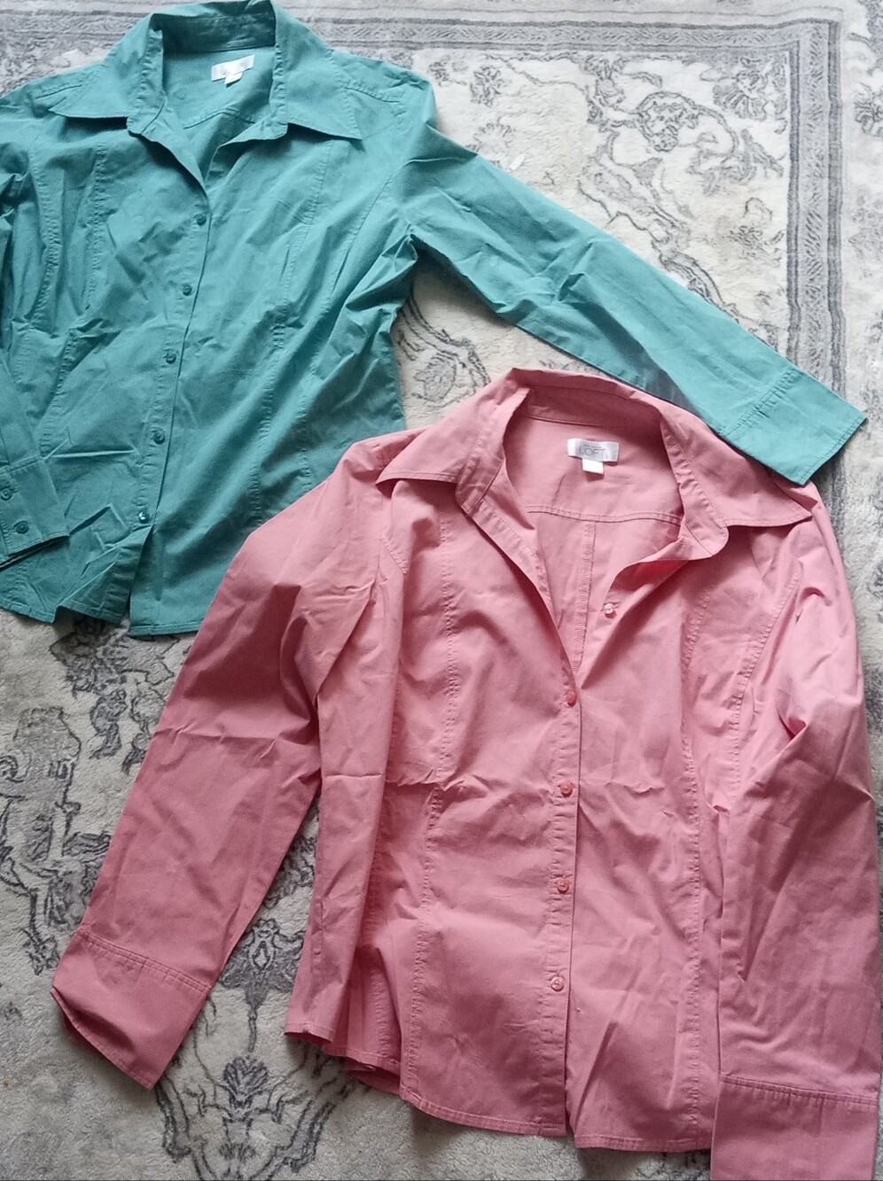 LOFT Pink & Teal Button-Up Shirt Pair Size 14